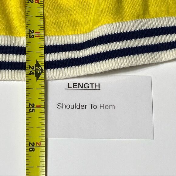 NWOT Talbots Yellow Cotton Button Front Cardigan W/ Nautical Trim Women's Size L - Picture 3 of 16